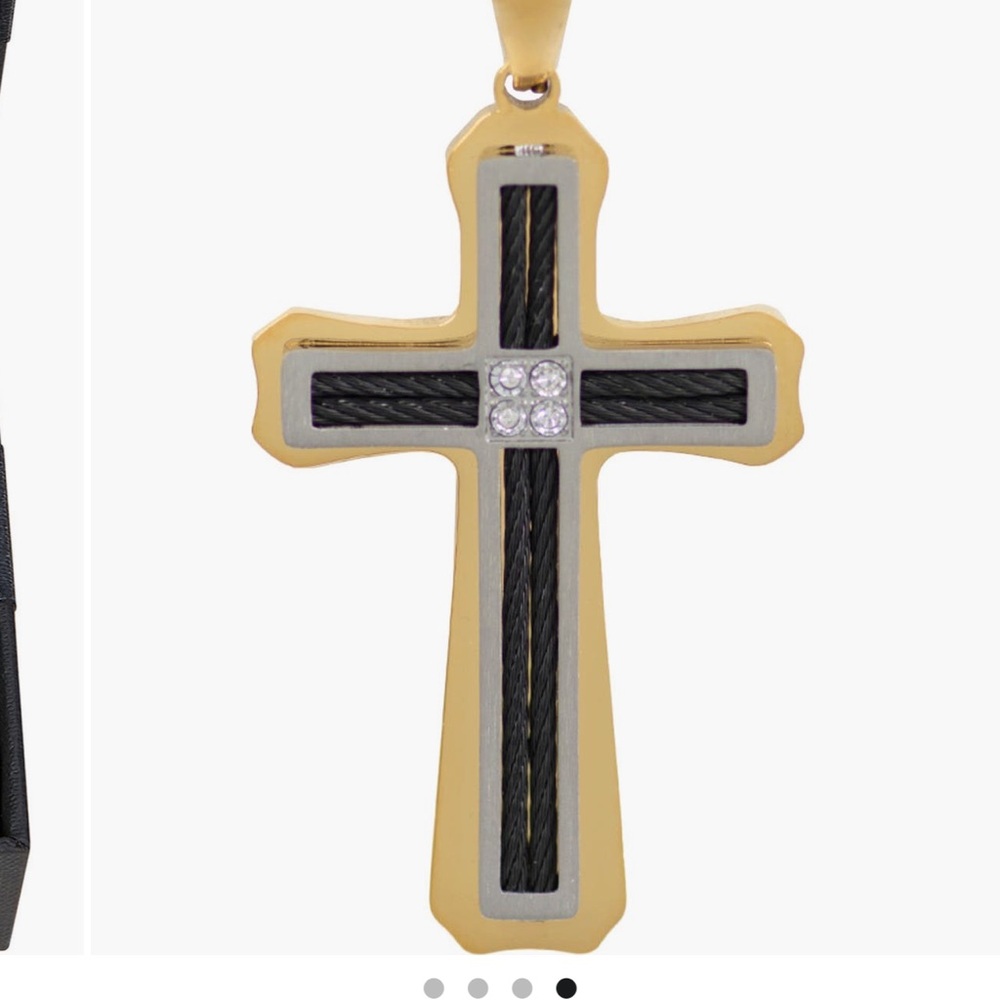 Gold and Black Cross Pendant Necklace